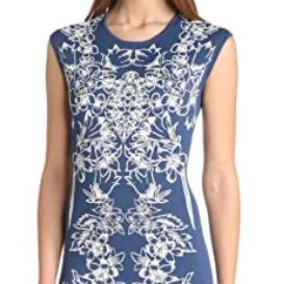 BCBGMaxAzaria Ellena Denim Combo Bodycon Dress - Picture 1 of 5
